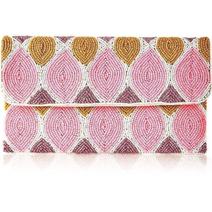 Boho Handmade Seed Beads Embroidery <b>Yellow</b> Colour <b>Clutch</b> <b>Bag</b> For Wedding Look Beaded Embroidery <b>Clutch</b> Purse For Party And Event - Product Image 2