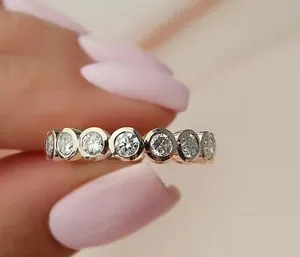 925 argent 3.0 ct coupe ronde Moissanite diamant pleine éternité bague bague de luxe Moissanite anneaux - Product Image 4