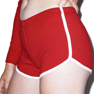 Shorts Deportivos de Verano para Mujer, Cintura Alta, Sexy, Rojos, de Algodón, Casuales, para Correr, con Ribete Blanco, Estilo Delfín, para Gimnasio - Product Image 3