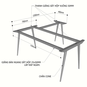 Système Cone Concept, pieds de table en forme de L 160x160cm, assemblage requis, HCCO018 - Product Image 2