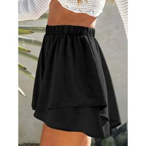 Pantaloncini da donna a vita alta in cotone con volant a strati, traspiranti, taglia XS, con logo personalizzato e decorazioni a fantasia - Product Image 5