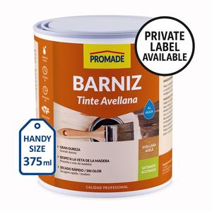 Barniz para Madera Interior Personalizable, Base Agua, Acabado Satinado, Color Avellana, Bajo VOC, Sin Solventes, 375ml. - Product Image 2