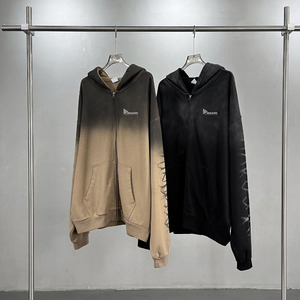 เสื้อฮู้ดซิปย้อมสี ขายดี ผ้าฝ้าย 100% สำหรับฤดูใบไม้ผลิ ชุด 2 ชิ้น ทรงปกติ  แบบเรียบ ปรับแต่งได้ สตรีทแวร์ คุณภาพสูง - Product Image 2