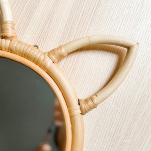 Decorative <b>Wall</b> <b>Hanging</b> <b>Mirrors</b> Modern Cute Cat Shaped Rattan Wicker Handmade Woven <b>Mirror</b> - Product Image 6