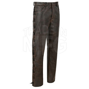 Pantalones de cuero de diseño personalizado de calidad superior para hombre fábrica al por mayor ajuste regular estilo casual impermeable a prueba de viento ligero - Product Image 4