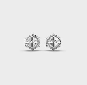 Boucles d'oreilles solitaires en diamant de laboratoire 2 carats taille brillant plaqué rhodium certifiées IGI en argent sterling massif pour fiançailles et mariage - Product Image 4