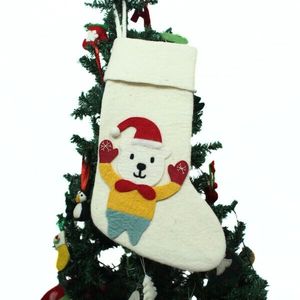 Traditional Felt Christmas Stocking Decoration Handmade 100% pure New Zealand <b>wool</b> Felt Christmas Stocking - Product Image 4