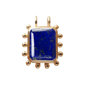 12x8mm Octogone Lapis Lazuli Bezel Pendentif avec 2 Boucles Or Vermeil Argent Sterling 925 Plaqué Rhodium Charm Birthstone - Product Image 1