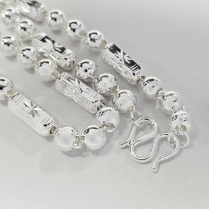 สร้อยคอทองคำขาวชุบ 24K แบบคลาสสิก ทนทาน กันน้ำ เหมาะสำหรับเป็นของขวัญแต่งงาน  ความยาว 61 ซม. พร้อมจี้ทรงกลมและท่อ  ขายดี - Product Image 5