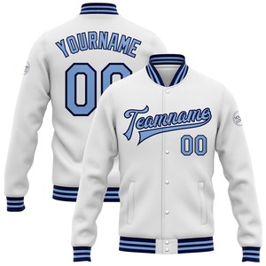 Vente en gros dans l'industrie directe Bomber décontracté hiver personnalisé bleu marine rose-blanc veste bicolore Varsity Letterman - Product Image 3