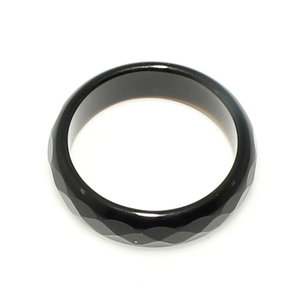 Black Agate Natural Stone <b>Ring</b> with Geometric Shape - Product Image 2