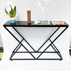 Modern Decorative Console Table CST006 Convertible with Classic Marble <b>Top</b> and Powder-Coated Iron Frame Mirrored Feature - Product Image 5