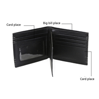 Dompet lipat kulit asli untuk pria, dompet lipat dua kulit asli dengan fitur RFID, desain ramping, penutup terbuka, tahan lama, dompet kartu kanvas