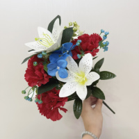 Fleurs artificielles 42,5 cm, bouquet de lys et de carnations artificielles pour la décoration de vase, arrangements floraux et de fleurs pour mariage, approvisionnement en gros