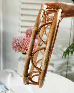 Bandeja de servicio de ratán hecha a mano 100% desayuno de madera/Decoración de frutas con perlas rectangulares y formas cuadradas para uso en la cocina - Product Image 3