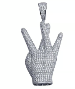 Wholesale Bulk Supply High Quality Unisex Silver 925 Rhodium Plated <b>Diamond</b> Hip Hop Pendant Iced Out Rapper Necklace - Product Image 2