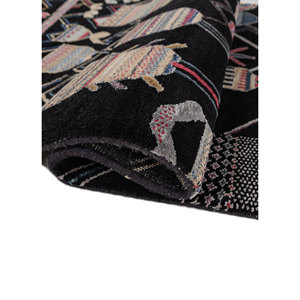 Manchaha Geometric Wool Bamboo Silk Hand Knotted Rugs High Grey Black Rectangle <b>Carpet</b> for Home Living Room Hallway-Les-2781 - Product Image 2