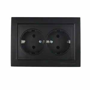 Wall Socket Double With Grounding Recessed 16A EU UK Universal Standard Built In 220V Electrical Wall Power Socket