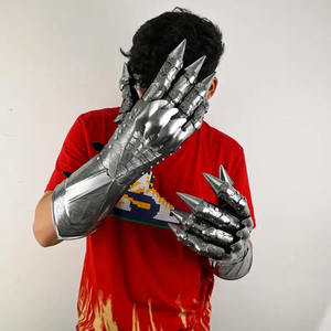 Guantes de guantelete de acero grabado medieval, armadura de caballero gótico para LARP Cosplay y Halloween - Product Image 4