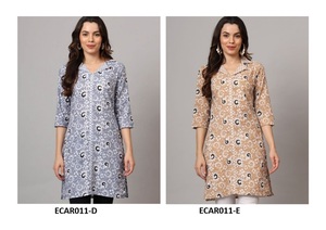 Kurti en rayonne de coton le plus vendu avec impression numérique élégante pour les voyages de bureau et les rassemblements au prix d'exportation depuis l'Inde - Product Image 4