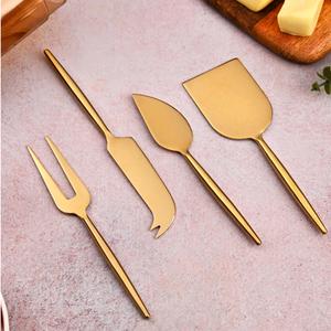 Luxury Modern Gold Plating Metal Cutlery Set 4 Piece Serving Set Metal Handle Party Home Hotel Wedding Gift Tabletop <b>Flatware</b> - Product Image 4