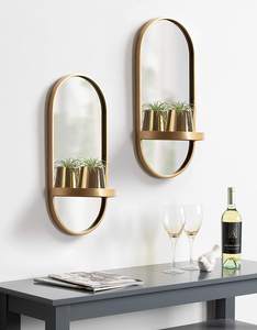 Tall <b>Mirror</b> <b>Gold</b> Plated Frame With Cosmetic Display <b>Trays</b> Abstract Wall <b>Mirror</b> Handmade Top Quality Metal Frame Reflector <b>Mirror</b> - Product Image 2