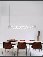 Suspension LED linéaire moderne avec tube en verre transparent et éclairage torsadé pour îlot de cuisine et table à manger