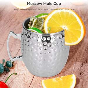Tasses à cocktail Moscow Mule en acier inoxydable de haute qualité, 550 ml, mugs à bière, outils de bar, champagne, argent, mug Moscow Mule avec poignée - Product Image 5