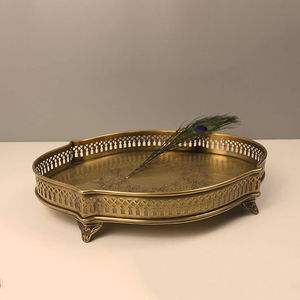 Kitchenware Accessories Supples Simple Standard Designer High Standard Quality <b>Metal</b> Round Shape Serving Luxury Tray From India - Product Image 3
