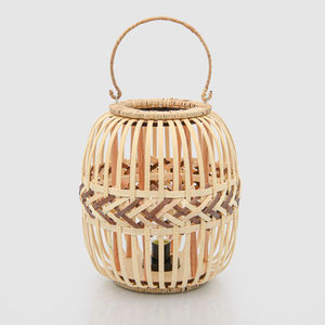 Lanternes en bambou naturel faites à la main Porte-bougie en rotin avec verre Décoration de maison moderne écologique pour une utilisation en intérieur et en extérieur - Product Image 6