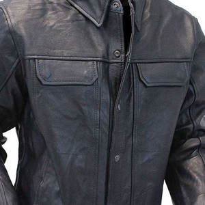 Mejor diseño hecho a medida Logo hombres camisa de cuero Real piel de oveja camisa de cuero de manga completa camisa de cuero - Product Image 6