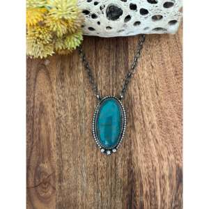 Shelia Becenti #8 Princess Cut Diamond Necklace Turquoise White Gold Rose Gold Sterling Silver Bezel Setting Rhodium Plated <b>Box</b> - Product Image 1