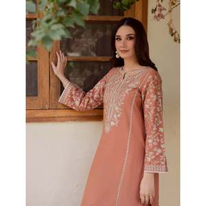 Chemise en tissu lawn brodée de sequins, 2 pièces, manches 3/4 - BIC-238 - Product Image 6