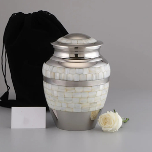 Urna Funeraria de Aluminio Plateado Cromado con Madreperla, Urna Personalizada para Cenizas de Adultos, Recuerdo Decorativo para Funeral - Product Image 4