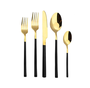 Fourchette cuillère en laiton poli miroir, ensemble de couverts dorés, ensemble de couverts martelés en or pour différentes tailles - Product Image 2