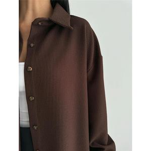 Camisa Casual Tejida Marrón OTTOMAN con Elemento de Moda Sencillo - Product Image 5