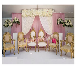 Juego de Sofás de Madera de Lujo Estilo Maharajá para Bodas, Decoración Canadiense para Bodas y Eventos Musulmanes en Australia - Product Image 4