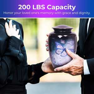 Urne funéraire moderne fabriquée à la main de 200 lb pour adultes, design papillon élégant, cercueil commémoratif de luxe pour animaux de compagnie, couleur noire - Product Image 6
