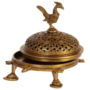 Quemador de Incienso de Latón Puro de Alta Calidad con Grabado y Acabado Pulido, Quemador de Lobán Tradicional de Latón Vintage para Decoración del Hogar - Product Image 5