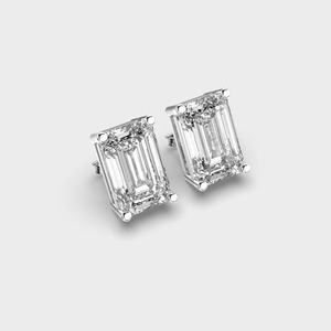 Boucles d'oreilles clous en argent sterling 925 massif, diamant taille émeraude vintage avec sertissage clos, certifiées IGI, pour cadeaux d'anniversaire et de fête - Product Image 2