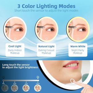 Gương phóng đại trang điểm cá nhân có đèn, kích thước lớn 6 inch, độ phóng đại 30X, gắn tường bằng cốc hút, kèm nhíp & kéo - Product Image 5