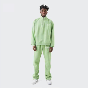 Ensemble sweat-shirt et jogging violet pour homme, logo personnalisé, coupe ample, streetwear, tenue de survêtement en coton 2 pièces, fournisseur - Product Image 4