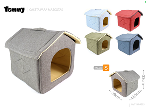 Casa para Perros Plegable Yommy de Material de Yute Sólido para Perros Pequeños con Diseño de Techo Inclinado Interior, Perfecta para Mascotas, 3 Tamaños, 5 Colores - Product Image 6