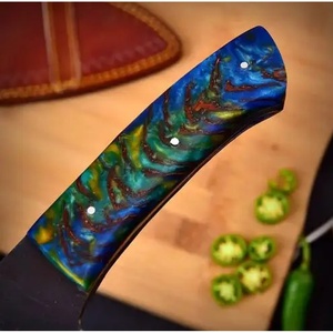 Cuchillo de Cocina Tipo Cleaver de Acero al Carbono de 9 Pulgadas Hecho a Mano con Funda de Cuero Única, Mango Hermoso y Personalizable - Product Image 3