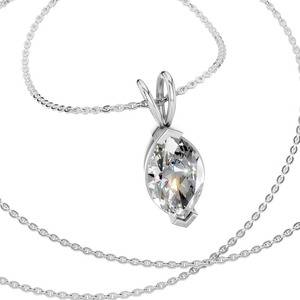 Chaîne à maillons tendance en rhodium plaqué populaire pour hommes et femmes, pendentif en moissanite de 1,5 carat, coupe marquise, collier cadeau et fête - Product Image 3