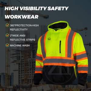 Uniformes DE TRABAJO impermeables ANSI Clase 2 EN ISO 20471 Clase 2 para hombre, 65% poliéster, 35% algodón, cinta reflectante de seguridad fluorescente - Product Image 3