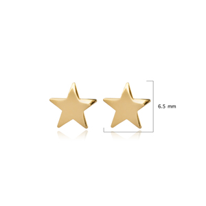 Pendientes de Botón con Diseño de Estrella Lisa Chapados en Oro de Moda, Joyería Turca Hecha a Mano en Plata de Ley 925 para Aniversario y Fiesta - Product Image 2