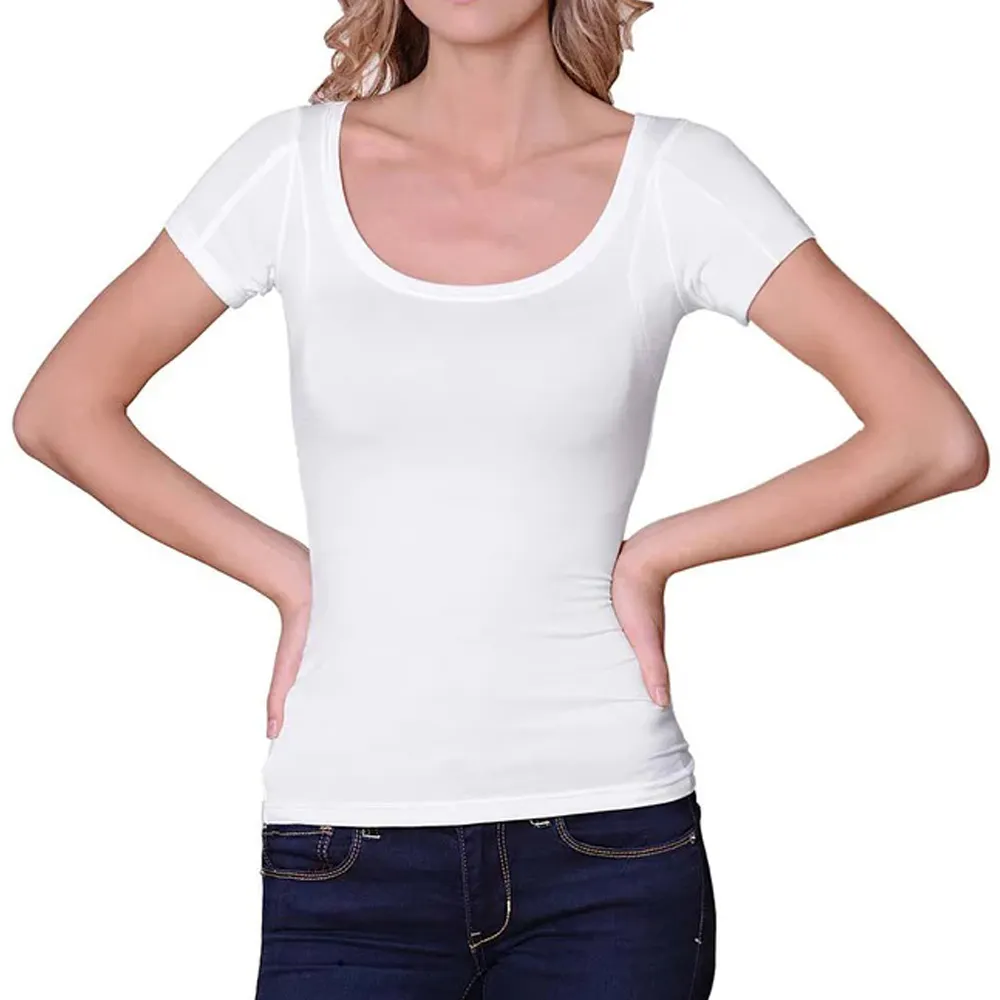 Women's Basic Solid Summer Dual Layer Scoop Neck T-Shirt Long/Short Sleeve Sexy Slim Fitted Tops