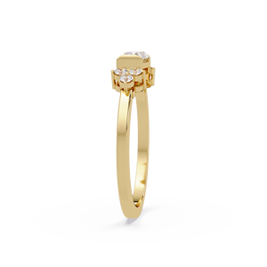 Anillo de compromiso vintage Art Deco de oro de 14 quilates con diamantes cultivados en laboratorio en forma de baguette y redondos, joyería fina para regalo de mujer. - Product Image 4