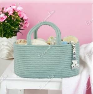 Panier de rangement multifonctionnel pour les voyages en plein air, fait à la main, 100% coton, table à langer pour bébés, organisateur de couches - Product Image 5